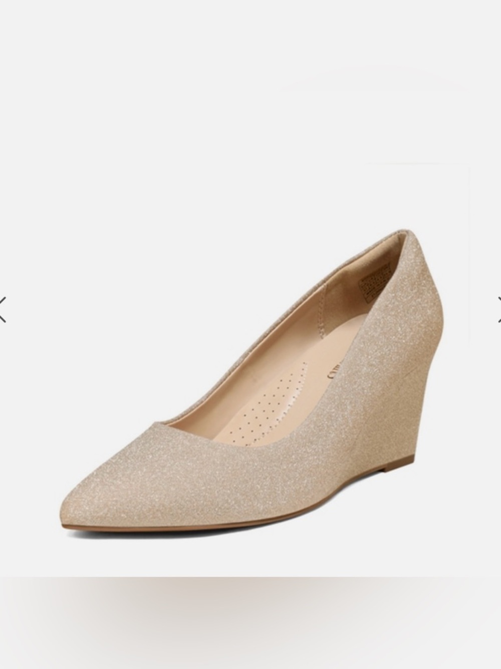 NIB Dream Pairs Women's Glitter Pointy-Toe Wedge Pumps Champagne Gold